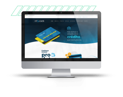 Monitor exibindo site Infocards