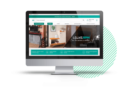 Tela monitor com o site da loja rpm